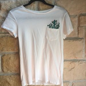 H&M white t-shirt w/cactus embroidery